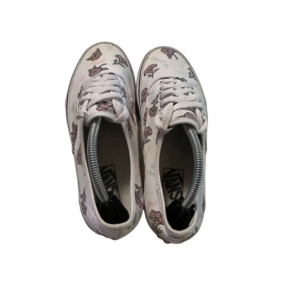 VANS Authentic Low Thank You Floral 507698 White Flowers Womens Size 8 Shoes